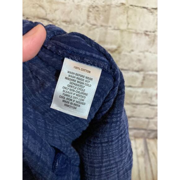 Wonderly Gauze Lounge Pants Womens 2X Navy Elastic Waist Pull On Frayed Hem Plus - Picture 3 of 16